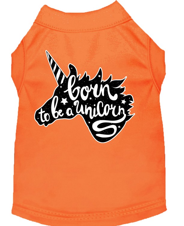 Born to be a Unicorn Screen Print Dog Shirt Orange XS